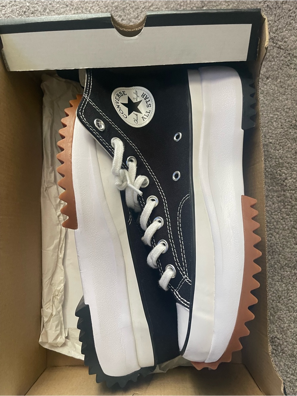 Converse Black and White Platform Run Star Hike Sneakers